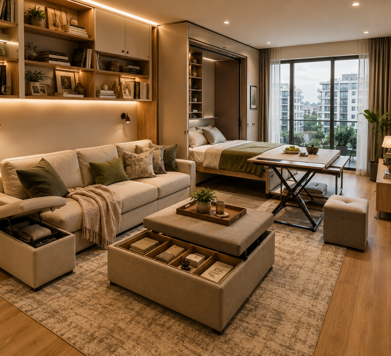 Add Multi Use furniture to save space