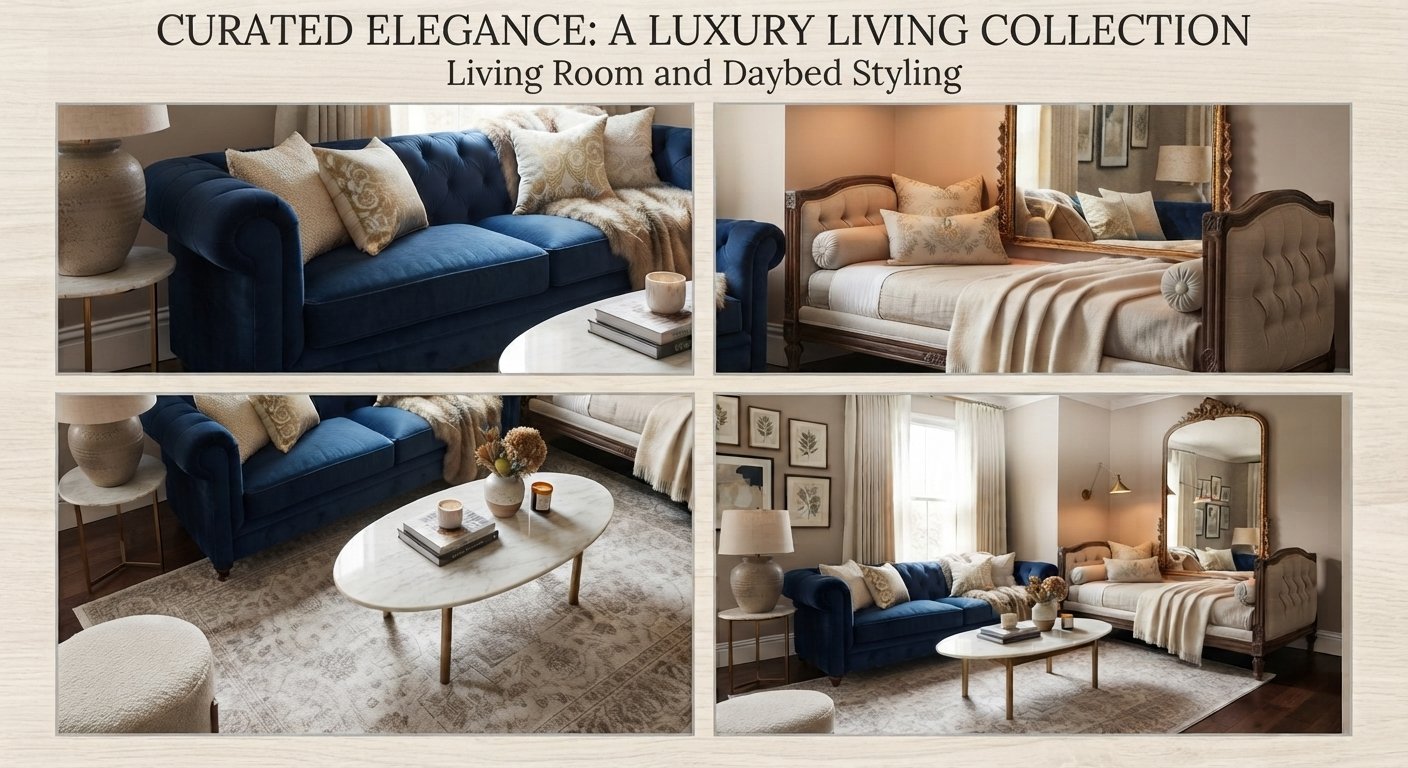 Elegant Living Room Ideas with Mirror, Bed and Coffee Table