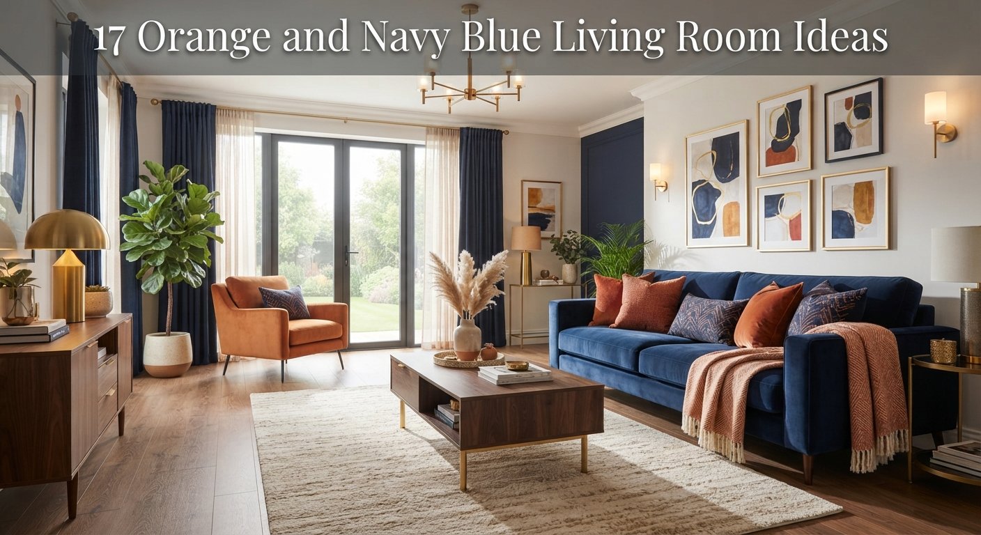 17 Orange and Navy Blue Living Room Ideas