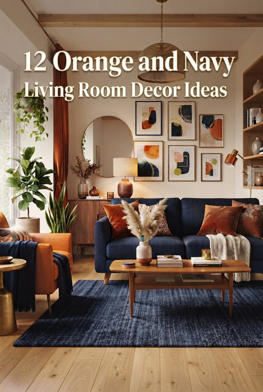 12 Orange and Navy Living Room Decor Ideas